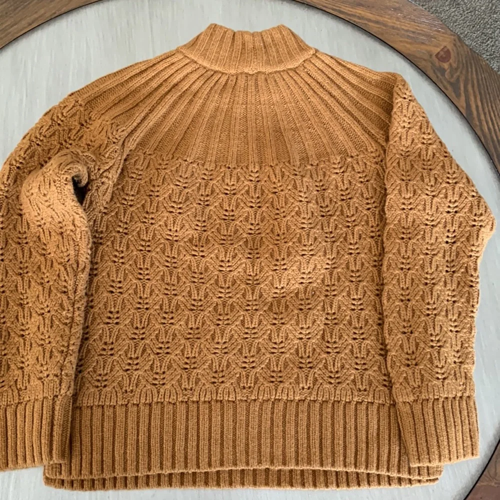 Madewell Pointelle Stitch-Mix Mockneck Sweater Woven Beautiful Interlock Sz S - Picture 9 of 9